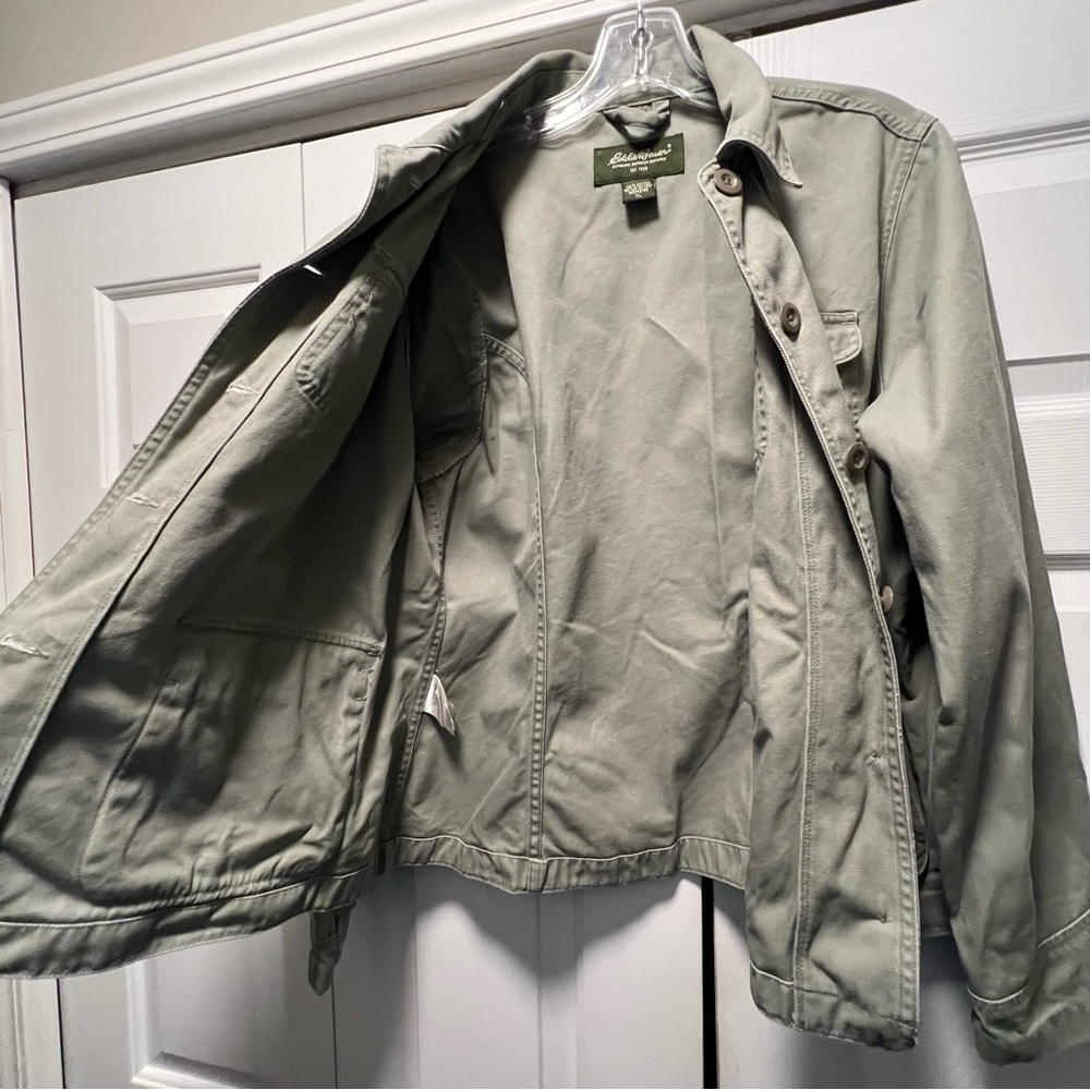 Eddie Bauer Womens Olive Green Army Military Style Utility Jacket Sz XL Cotton - Picture 5 of 16